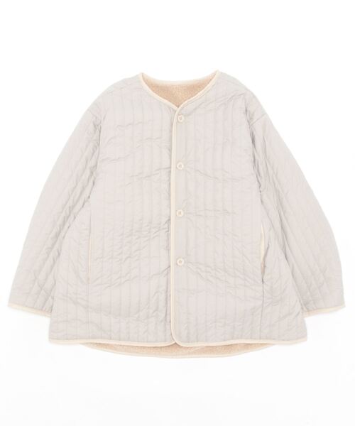 CLANE（クラネ）の「REVERSIBLE BOA JACKET（ノーカラージャケット・レディース・アイボリー/ブラック/カーキ・1/2）」の6枚目の写真