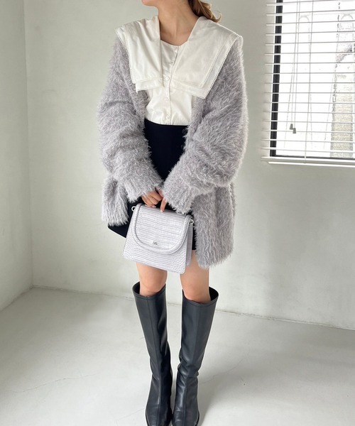 one after another NICE CLAUP（ワンアフターアナザーナイスクラップ）の「【オリジナルロゴチャーム】クロコミニBAG（ショルダーバッグ・レディース・アイボリー/ダークブラウン/ライトグレー・FREE）」の14枚目の写真