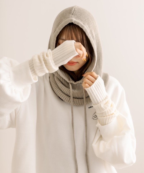 OLIVE des OLIVE(オリーブデオリーブ)の「【WEB限定カラ―あり】リブニットバラクラバ(ニットキャップ/ビーニー・レディース・グレー/アイボリー/ベージュ/ブラウン・FREE)」の4枚目の写真