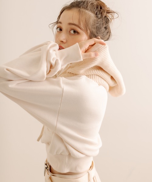 OLIVE des OLIVE(オリーブデオリーブ)の「【WEB限定カラ―あり】リブニットバラクラバ(ニットキャップ/ビーニー・レディース・グレー/アイボリー/ベージュ/ブラウン・FREE)」の8枚目の写真