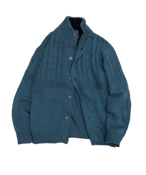 ADMIX/ATELIER SAB MEN（アドミックスアトリエサブメン）の「変則ケーブル編み / スタンドカラー ニットカーディガン ブルゾン（カーディガン/ボレロ・メンズ・オフホワイト/チャコール/ブルー/ブラック・48/50/52）」の4枚目の写真