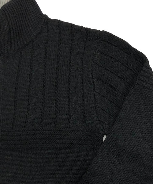 ADMIX/ATELIER SAB MEN（アドミックスアトリエサブメン）の「変則ケーブル編み / スタンドカラー ニットカーディガン ブルゾン（カーディガン/ボレロ・メンズ・オフホワイト/チャコール/ブルー/ブラック・48/50/52）」の10枚目の写真