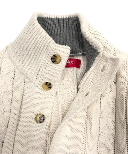 ADMIX/ATELIER SAB MEN（アドミックスアトリエサブメン）の「変則ケーブル編み / スタンドカラー ニットカーディガン ブルゾン（カーディガン/ボレロ・メンズ・オフホワイト/チャコール/ブルー/ブラック・48/50/52）」の13枚目の写真
