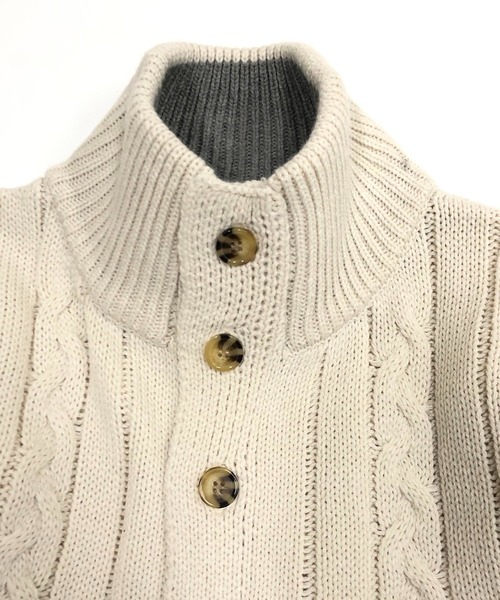 ADMIX/ATELIER SAB MEN（アドミックスアトリエサブメン）の「変則ケーブル編み / スタンドカラー ニットカーディガン ブルゾン（カーディガン/ボレロ・メンズ・オフホワイト/チャコール/ブルー/ブラック・48/50/52）」の14枚目の写真