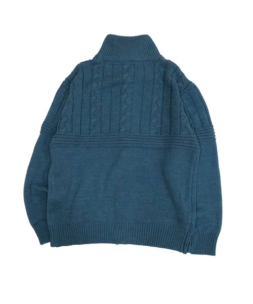 ADMIX/ATELIER SAB MEN（アドミックスアトリエサブメン）の「変則ケーブル編み / スタンドカラー ニットカーディガン ブルゾン（カーディガン/ボレロ・メンズ・オフホワイト/チャコール/ブルー/ブラック・48/50/52）」の7枚目の写真