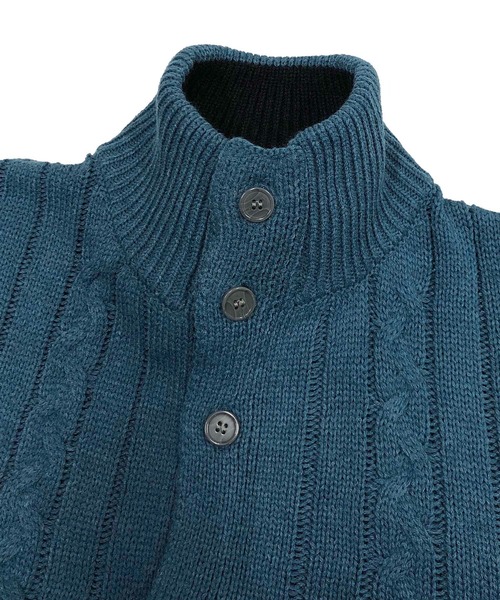 ADMIX/ATELIER SAB MEN（アドミックスアトリエサブメン）の「変則ケーブル編み / スタンドカラー ニットカーディガン ブルゾン（カーディガン/ボレロ・メンズ・オフホワイト/チャコール/ブルー/ブラック・48/50/52）」の18枚目の写真