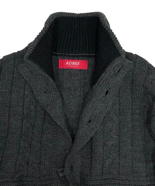 ADMIX/ATELIER SAB MEN（アドミックスアトリエサブメン）の「変則ケーブル編み / スタンドカラー ニットカーディガン ブルゾン（カーディガン/ボレロ・メンズ・オフホワイト/チャコール/ブルー/ブラック・48/50/52）」の15枚目の写真