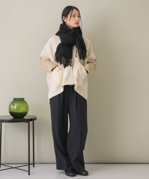 KATHARINE ROSS（キャサリンロス）の「【KATHARINE ROSS】ウォッシャブルウールストール（ストール/ショール・レディース・ブラック/ベージュ・MEDIUM）」の7枚目の写真