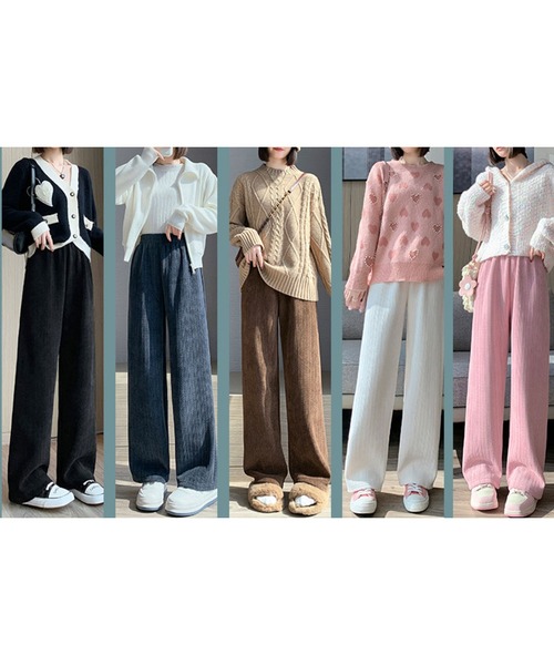 LOPASS（ロパス）の「【低身長向け】暖かいシュニール裏毛ワイドパンツ（その他パンツ・レディース・アイボリー/ダークグレー/ブラウン/ブラック/ピンク/カーキ・L/M/S）」の18枚目の写真