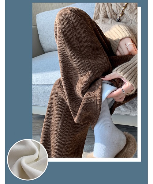 LOPASS（ロパス）の「【低身長向け】暖かいシュニール裏毛ワイドパンツ（その他パンツ・レディース・アイボリー/ダークグレー/ブラウン/ブラック/ピンク/カーキ・L/M/S）」の13枚目の写真