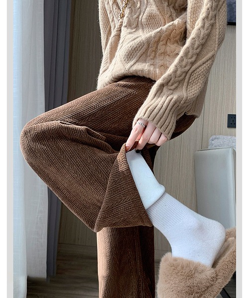 LOPASS（ロパス）の「【低身長向け】暖かいシュニール裏毛ワイドパンツ（その他パンツ・レディース・アイボリー/ダークグレー/ブラウン/ブラック/ピンク/カーキ・L/M/S）」の16枚目の写真