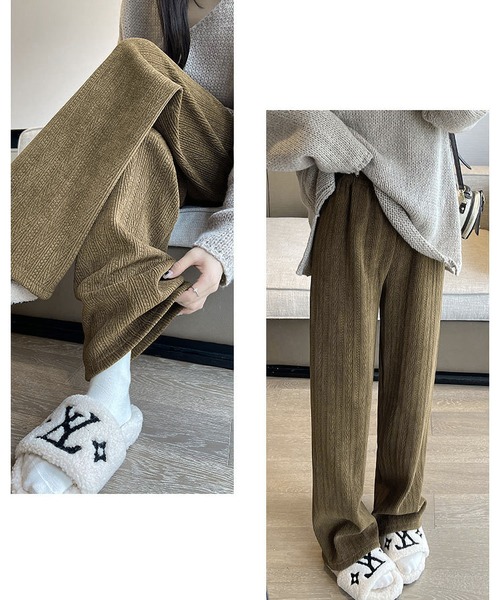 LOPASS（ロパス）の「【低身長向け】暖かいシュニール裏毛ワイドパンツ（その他パンツ・レディース・アイボリー/ダークグレー/ブラウン/ブラック/ピンク/カーキ・L/M/S）」の19枚目の写真