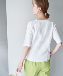 ROPE' PICNIC | Beauty knit/スカラップネックハーフスリーブニットプルオーバー/WEB限定カラーあり(ニット/セーター)