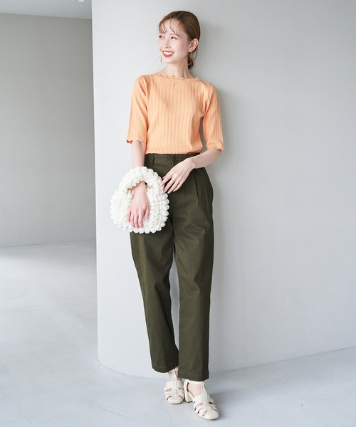 ROPE' PICNIC(ロペピクニック)の「Beauty knit/スカラップネックハーフスリーブニットプルオーバー/WEB限定カラーあり(ニット/セーター・レディース・ブラック/ブラウン/サックスブルー/グリーン系その他/イエロー系その他/オフホワイト/オレンジ系その他4・38)」の21枚目の写真