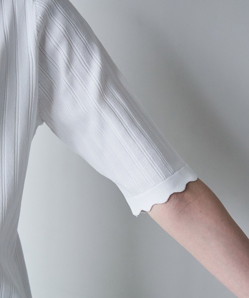 ROPE' PICNIC(ロペピクニック)の「Beauty knit/スカラップネックハーフスリーブニットプルオーバー/WEB限定カラーあり(ニット/セーター・レディース・ブラック/ブラウン/サックスブルー/グリーン系その他/イエロー系その他/オフホワイト/オレンジ系その他4・38)」の17枚目の写真