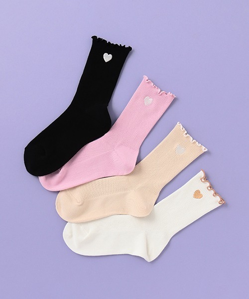 LOVETOXIC（ラブトキシック）の「メローハート刺しゅうクルーソックス（ソックス/靴下）」 WEAR