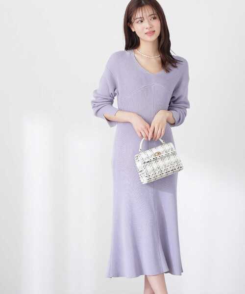 PROPORTION BODY DRESSING（プロポーションボディドレッシング）の「オープンショルダーリブニットワンピース / 1213140308（ワンピース・レディース・ブルー/ライトグリーン・SMALL/MEDIUM）」の6枚目の写真