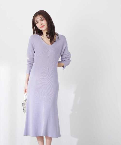 PROPORTION BODY DRESSING（プロポーションボディドレッシング）の「オープンショルダーリブニットワンピース / 1213140308（ワンピース・レディース・ブルー/ライトグリーン・SMALL/MEDIUM）」の7枚目の写真