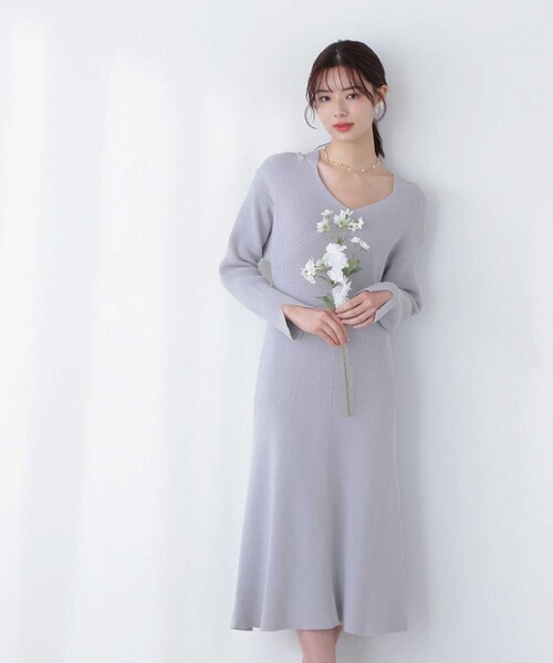 PROPORTION BODY DRESSING（プロポーションボディドレッシング）の「オープンショルダーリブニットワンピース / 1213140308（ワンピース・レディース・ブルー/ライトグリーン・SMALL/MEDIUM）」の10枚目の写真