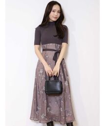 MERCURYDUO | フラワーニットドッキングワンピース(ワンピース)