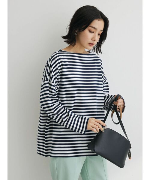 Green　Parks（グリーンパークス）の「リラックスカラーボーダーロンTEE（Tシャツ/カットソー・レディース・サックスブルー/グレー/ブルー/ネイビー/ピンク・FREE）」の6枚目の写真