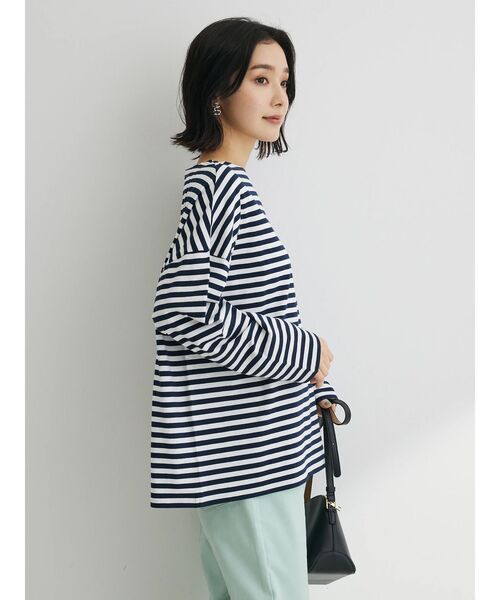 Green　Parks（グリーンパークス）の「リラックスカラーボーダーロンTEE（Tシャツ/カットソー・レディース・サックスブルー/グレー/ブルー/ネイビー/ピンク・FREE）」の8枚目の写真