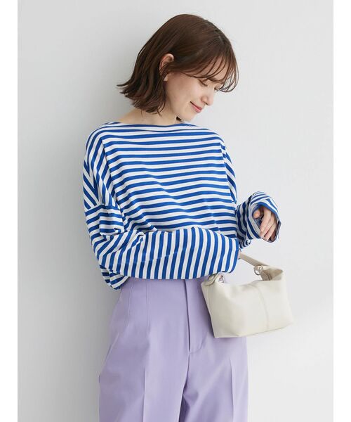 Green　Parks（グリーンパークス）の「リラックスカラーボーダーロンTEE（Tシャツ/カットソー・レディース・サックスブルー/グレー/ブルー/ネイビー/ピンク・FREE）」の14枚目の写真