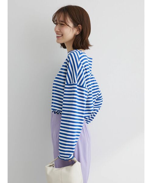 Green　Parks（グリーンパークス）の「リラックスカラーボーダーロンTEE（Tシャツ/カットソー・レディース・サックスブルー/グレー/ブルー/ネイビー/ピンク・FREE）」の15枚目の写真