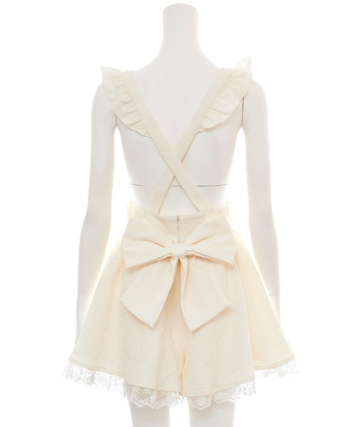 Secret Honey（シークレットハニー）の「フリルサスペンダー付フレアショートパンツ（その他パンツ・レディース・キナリ/ブラック/ストライプ・MEDIUM）」の7枚目の写真