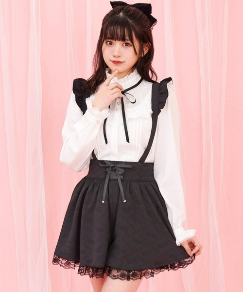 Secret Honey（シークレットハニー）の「フリルサスペンダー付フレアショートパンツ（その他パンツ・レディース・キナリ/ブラック/ストライプ・MEDIUM）」の17枚目の写真