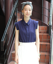 Ray BEAMS | Ray BEAMS / レースコンビ ノースリーブ シャツ(シャツ/ブラウス)