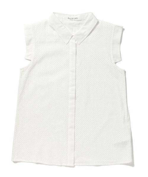 Ray BEAMS（レイビームス）の「Ray BEAMS / レースコンビ ノースリーブ シャツ（シャツ/ブラウス・レディース・ホワイト/サックスブルー/ネイビー・0/1）」の4枚目の写真