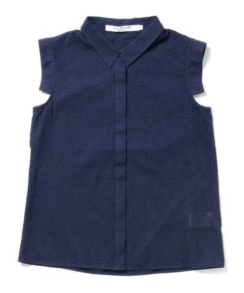 Ray BEAMS（レイビームス）の「Ray BEAMS / レースコンビ ノースリーブ シャツ（シャツ/ブラウス・レディース・ホワイト/サックスブルー/ネイビー・0/1）」の5枚目の写真