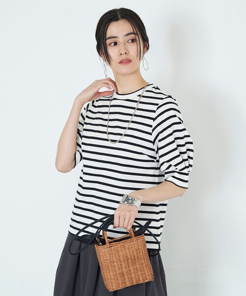 NOLLEY’S（ノーリーズ）の「5C BASIC 5分袖Tシャツ（Tシャツ/カットソー・レディース・レッド/ホワイト/ホワイト系その他5/ブラック/ロイヤルブルー/チャコールグレー・38/36）」の2枚目の写真