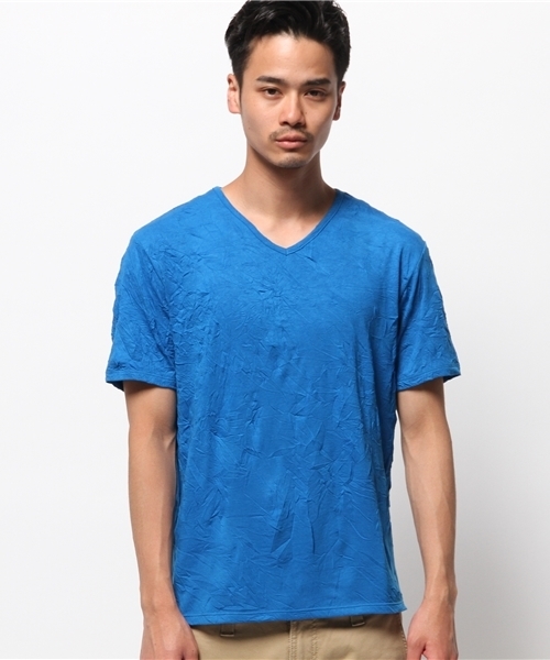 HAMNETT(ハムネット)の「【HAMNETT】 ワッシャ―T / VネックTシャツ(Tシャツ/カットソー・メンズ・ブルー・L/M/S)」の8枚目の写真