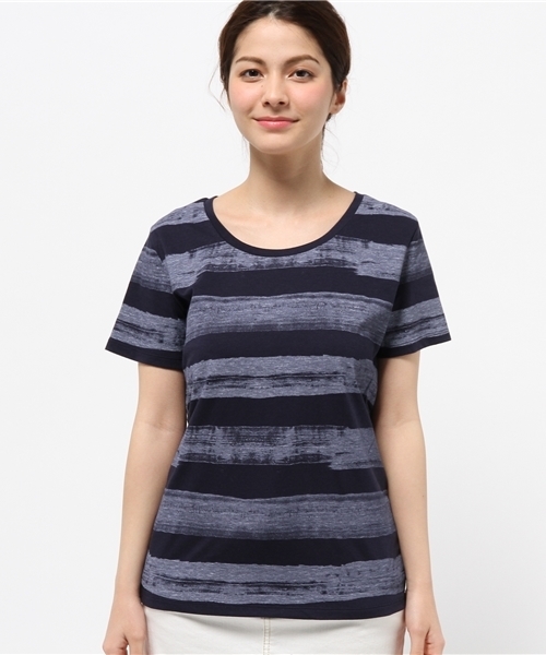OUTLET(アウトレット)の「【CIAOPANIC TYPY】ペイントボーダーTシャツ(Tシャツ/カットソー・レディース・ネイビー・FREE)」の2枚目の写真