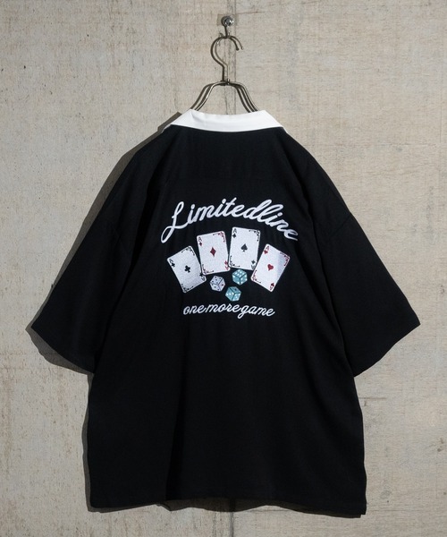 Limited Line Naive Magic(リミテッドラインナイーブマジック)の「【a】レーヨン チェーンステッチバック刺繍 オープンカラー ルーズサイズシャツ(シャツ/ブラウス・メンズ・ピンク/ホワイト/ダークグリーン/ブラック・MEDIUM/LARGE)」の8枚目の写真