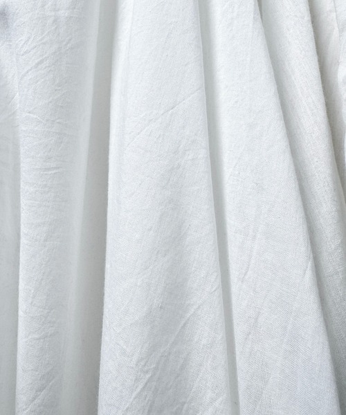 folka（フォルカ）の「袖口 シャーリング 長袖 シアーシャツ ワンピース（シャツ/ブラウス・レディース・ネイビー/アイボリー/ライトグリーン・FREE）」の6枚目の写真