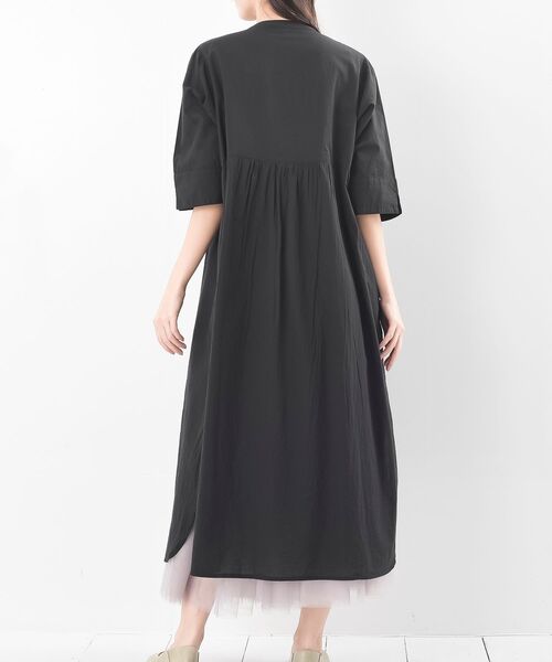 バンドカラーシャツワンピース NAVY M(FREE) バンドカラーシャツワンピース - SOÉJU online store｜上質な