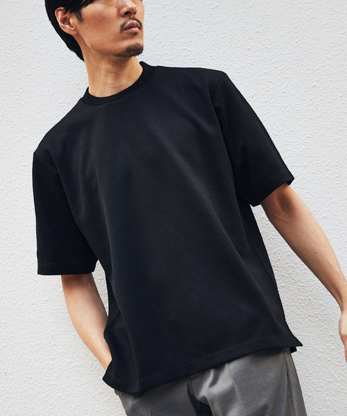 EDIFICE(エディフィス)の「ジャガードネック カルゼ ニット Tシャツ(Tシャツ/カットソー・メンズ・ブラック/チャコールグレー/ホワイト/カーキ・SMALL/MEDIUM/LARGE)」の21枚目の写真