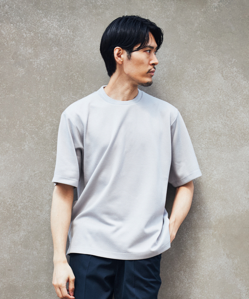 EDIFICE(エディフィス)の「ジャガードネック カルゼ ニット Tシャツ(Tシャツ/カットソー・メンズ・ブラック/チャコールグレー/ホワイト/カーキ・SMALL/MEDIUM/LARGE)」の22枚目の写真