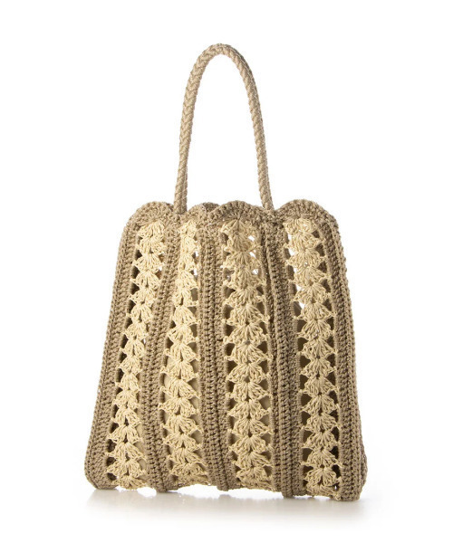 cache cache(カシュ カシュ)の「カシュカシュ cachecache / 切り替え松葉編みトートバッグ(トートバッグ・レディース・ベージュ/ブラック・FREE)」の17枚目の写真