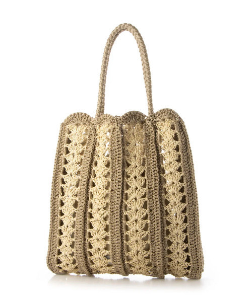 cache cache(カシュ カシュ)の「カシュカシュ cachecache / 切り替え松葉編みトートバッグ(トートバッグ・レディース・ベージュ/ブラック・FREE)」の16枚目の写真