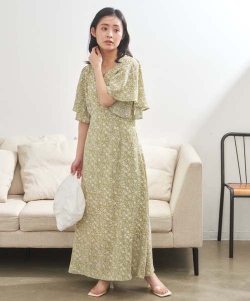 ワンピース nyacha セール】 ドロストティアードワンピース（ブラック/カーキ