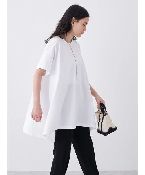 AMERICAN HOLIC（アメリカンホリック）の「キレイCotton斜めラインカットチュニック（チュニック・レディース・ライトイエロー/サックスブルー/グレイッシュベージュ/ブラック/オフホワイト・L/M）」の8枚目の写真