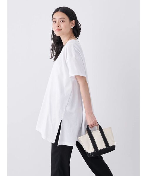 AMERICAN HOLIC（アメリカンホリック）の「キレイCotton斜めラインカットチュニック（チュニック・レディース・ライトイエロー/サックスブルー/グレイッシュベージュ/ブラック/オフホワイト・L/M）」の9枚目の写真