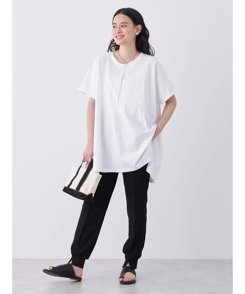 AMERICAN HOLIC（アメリカンホリック）の「キレイCotton斜めラインカットチュニック（チュニック・レディース・ライトイエロー/サックスブルー/グレイッシュベージュ/ブラック/オフホワイト・L/M）」の11枚目の写真