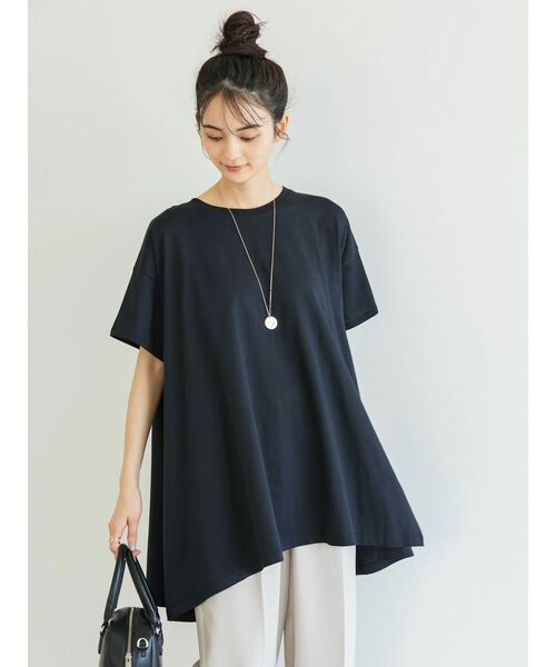 AMERICAN HOLIC（アメリカンホリック）の「キレイCotton斜めラインカットチュニック（チュニック・レディース・ライトイエロー/サックスブルー/グレイッシュベージュ/ブラック/オフホワイト・L/M）」の13枚目の写真