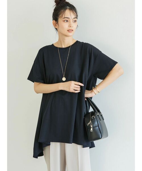 AMERICAN HOLIC（アメリカンホリック）の「キレイCotton斜めラインカットチュニック（チュニック・レディース・ライトイエロー/サックスブルー/グレイッシュベージュ/ブラック/オフホワイト・L/M）」の14枚目の写真