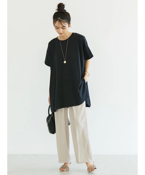 AMERICAN HOLIC（アメリカンホリック）の「キレイCotton斜めラインカットチュニック（チュニック・レディース・ライトイエロー/サックスブルー/グレイッシュベージュ/ブラック/オフホワイト・L/M）」の17枚目の写真